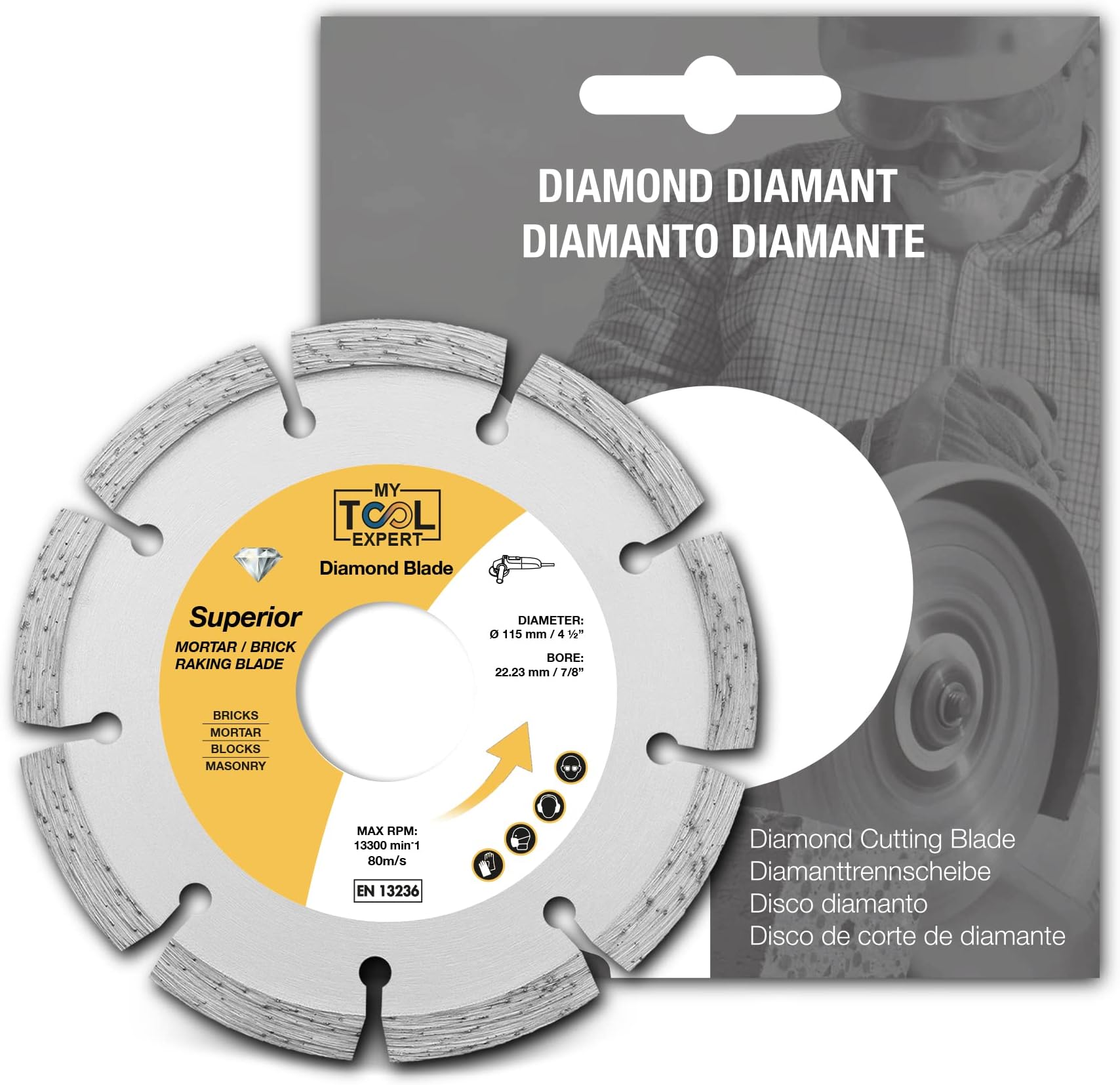 Superior Diamond Mortar Rake Disc 115mm / 4.5", Mortar Masonry Joint Raking Blade for Angle Grinder, Repointing Raker Tool for Fast Removal of Old Mortar, Brickwork pointing