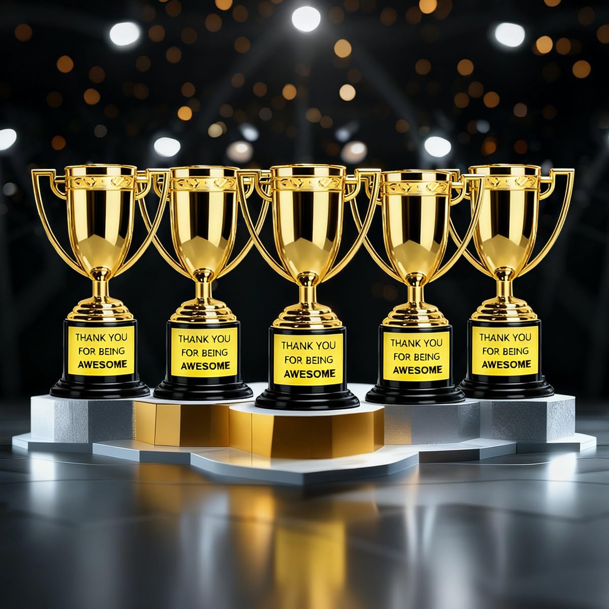 12 Pezzi Mini Trofei Oro Premio Trofei Mini Trofeo d'oro in Plastica Coppe per Piccoli Trofei in Plastica Dorata Mini Trofeo Oro per Feste, Celebrazioni Sportive, Premi in Classe