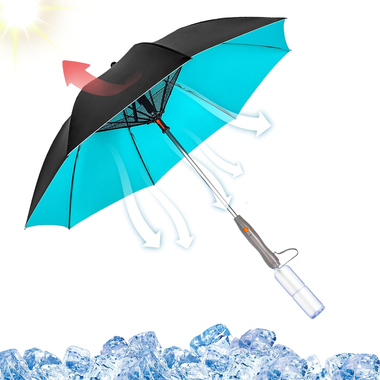 Shipenophy Parapluie Portable Avec Ventilateur Rechargeable USB Et