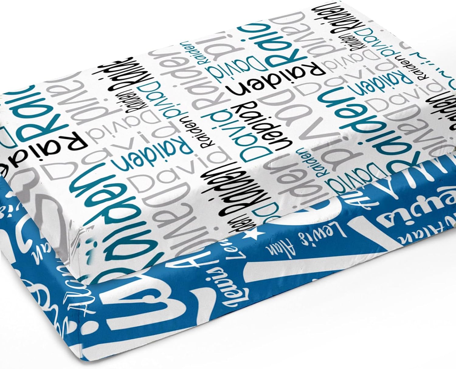 Custom Crib Sheets for Boys - Fitted Crib Sheet for Standard Crib & Toddler Bed Mattress (52"x28"), Personalized Baby Gift for Boys, White Letter(52"x28"x9.8")