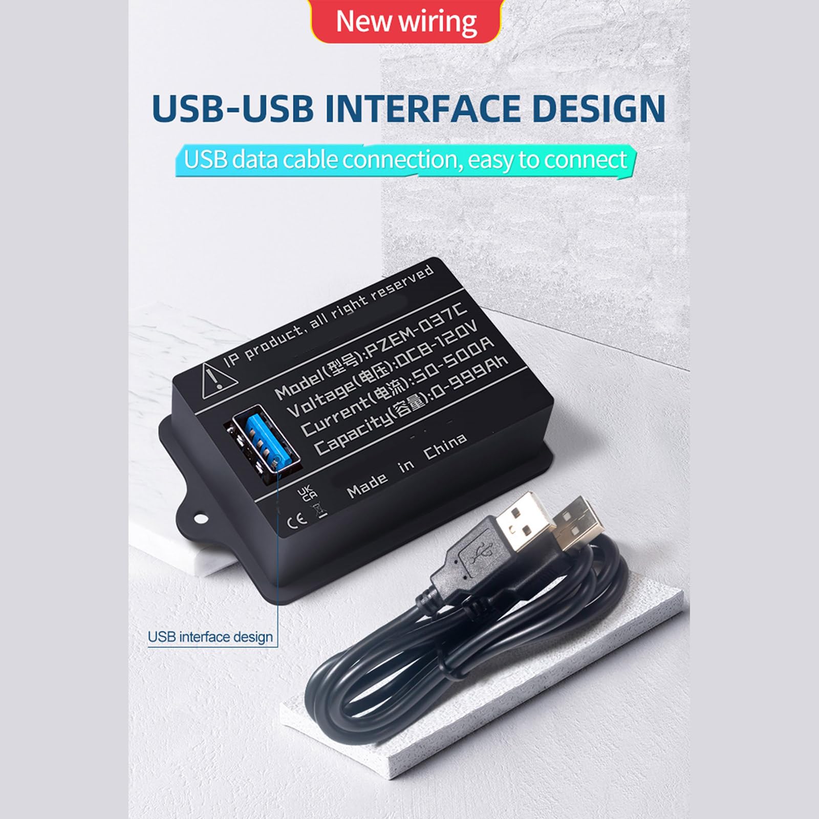 Precyzyjny kulombmetr licznika baterii 36 V 24 V z kablem zasilającym USB do dokładnych odczytów napięć i prądu, licznik baterii litowych