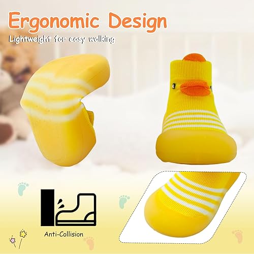 Miniatura 2 de 1 par de zapatos para caminar para bebés, calcetines de bebé, zapatos para niños y niñas, zapatos antideslizantes con suela de goma suave, zapatos