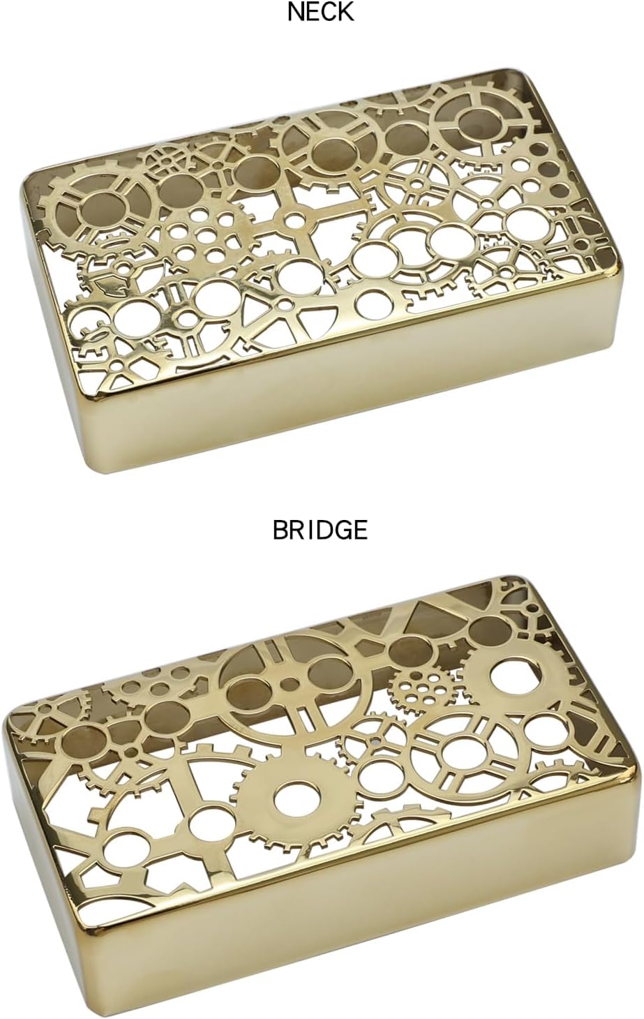 2 PCS Brass Humbucker Guitar Pickup Covers 50mm/52mm Pole Spcing Engraved Guitar Pickup Covers Pickup Covers electric guitar pickup covers for Les Paul Electric Guitar (Gold)