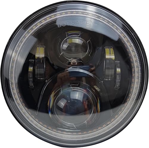 Miniatura 5 de Faros delanteros LED redondos de 7 pulgadas con DRL blanco halo ámbar señal de giro compatible con JK JKU TJ