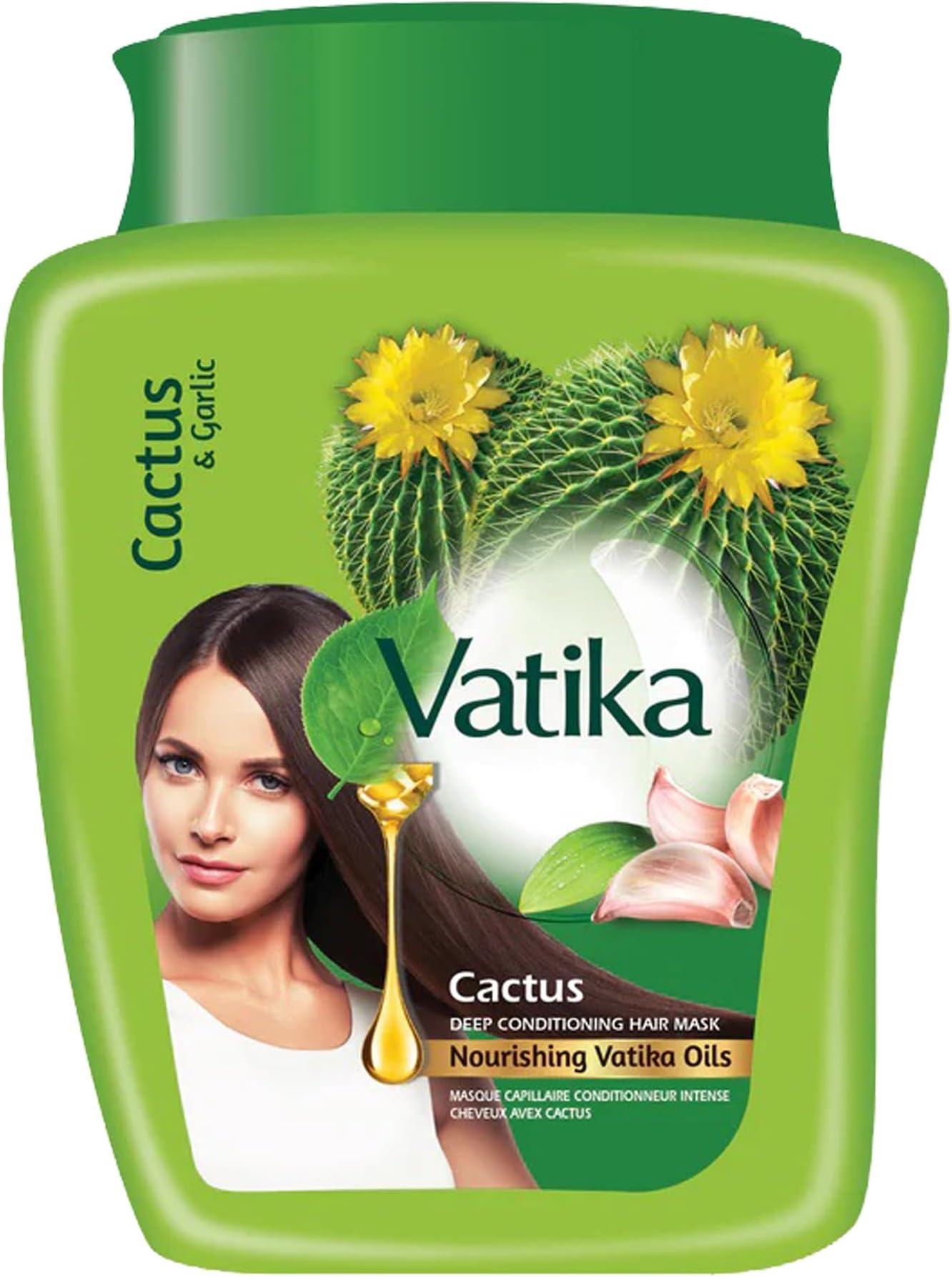 Vatika Naturals Hot Oil Hair Mask - Cactus & Garlic & Multivitamin for Dry, Damaged, Nourishing & Strengthening, Deep Conditioning for Soft, Smooth - 500ml
