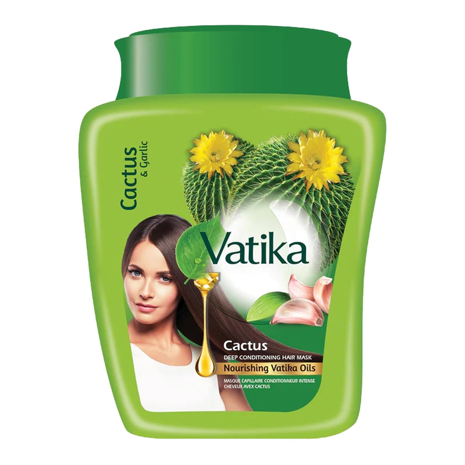 Vatika Naturals Hot Oil Hair Mask – Cactus & Garlic & Multivitamin for Dry, Damaged, Nourishing & Strengthening, Deep Conditioning for Soft, Smooth – 500ml