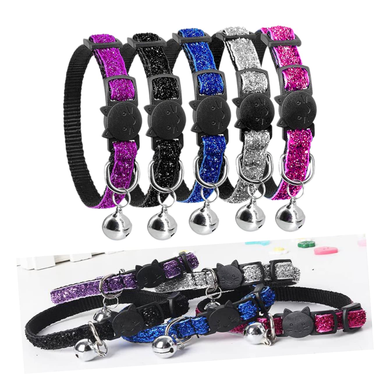 FOMIYES 15stücke Nylon Katzenhalsbänder Mit Glöckchen Verstellbares Und Sicheres Sicherheitsverschluss-katzenhalsband Für Katzen Und Kleine Haustiere