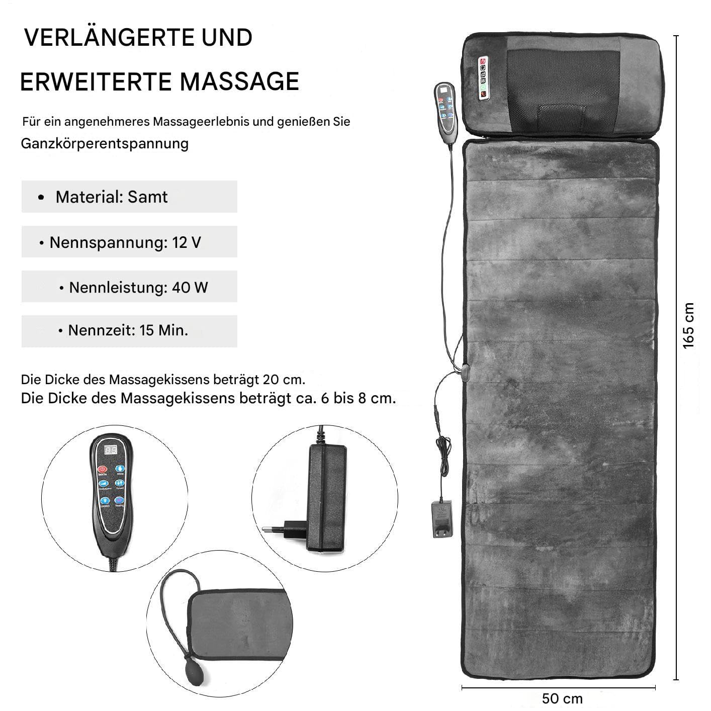 Tappetino massaggiante corpo | Massaggiatore intelligente a 9 velocità per letto intero corpo pieghevole multifunzione con telecomando per la schiena del collo