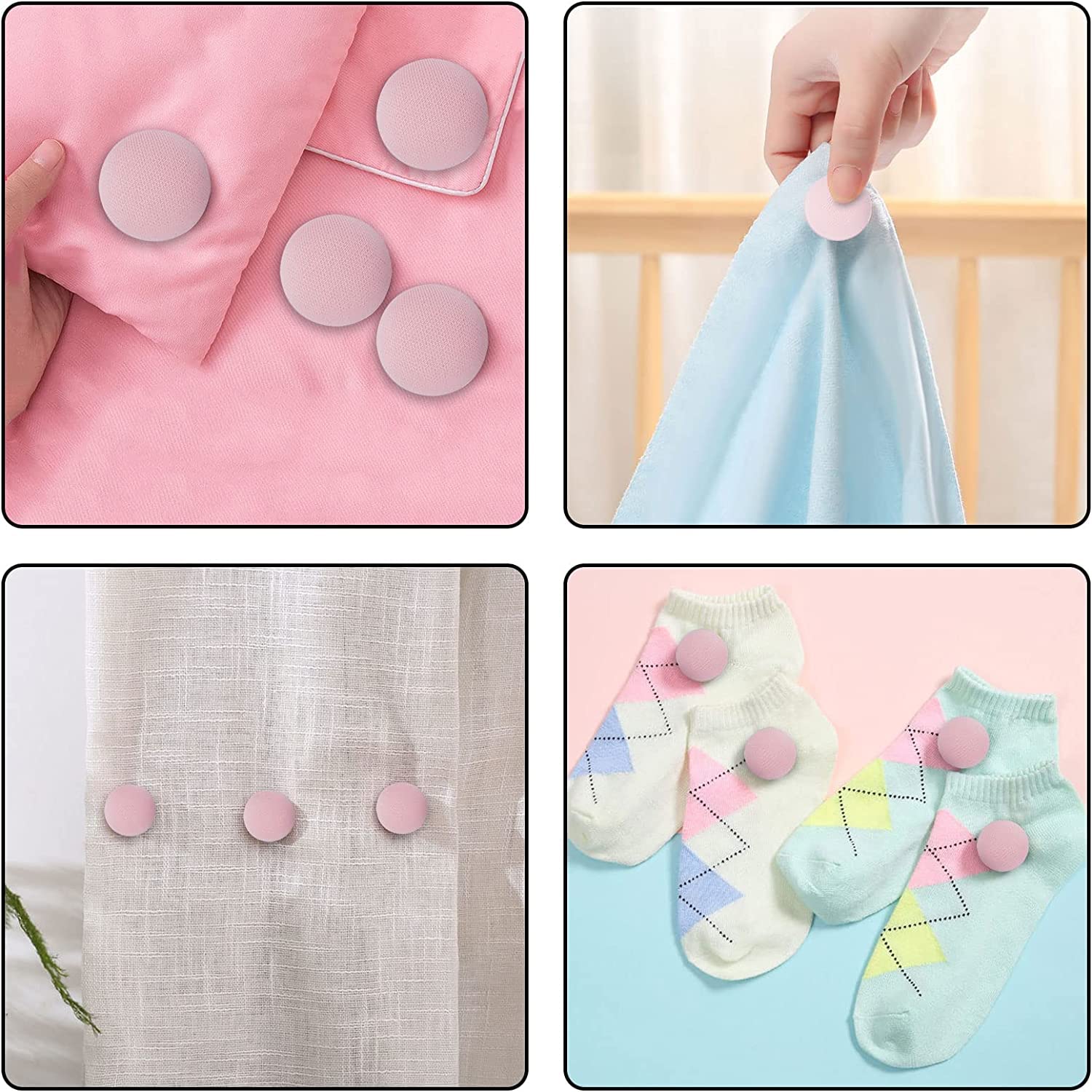 HENIJ® Duvet Clips, Antislip Lightweight Quilt Fixator Set, Fasteners for Cushions, Curtains, Socks (Pack of 16, Pink) 3
