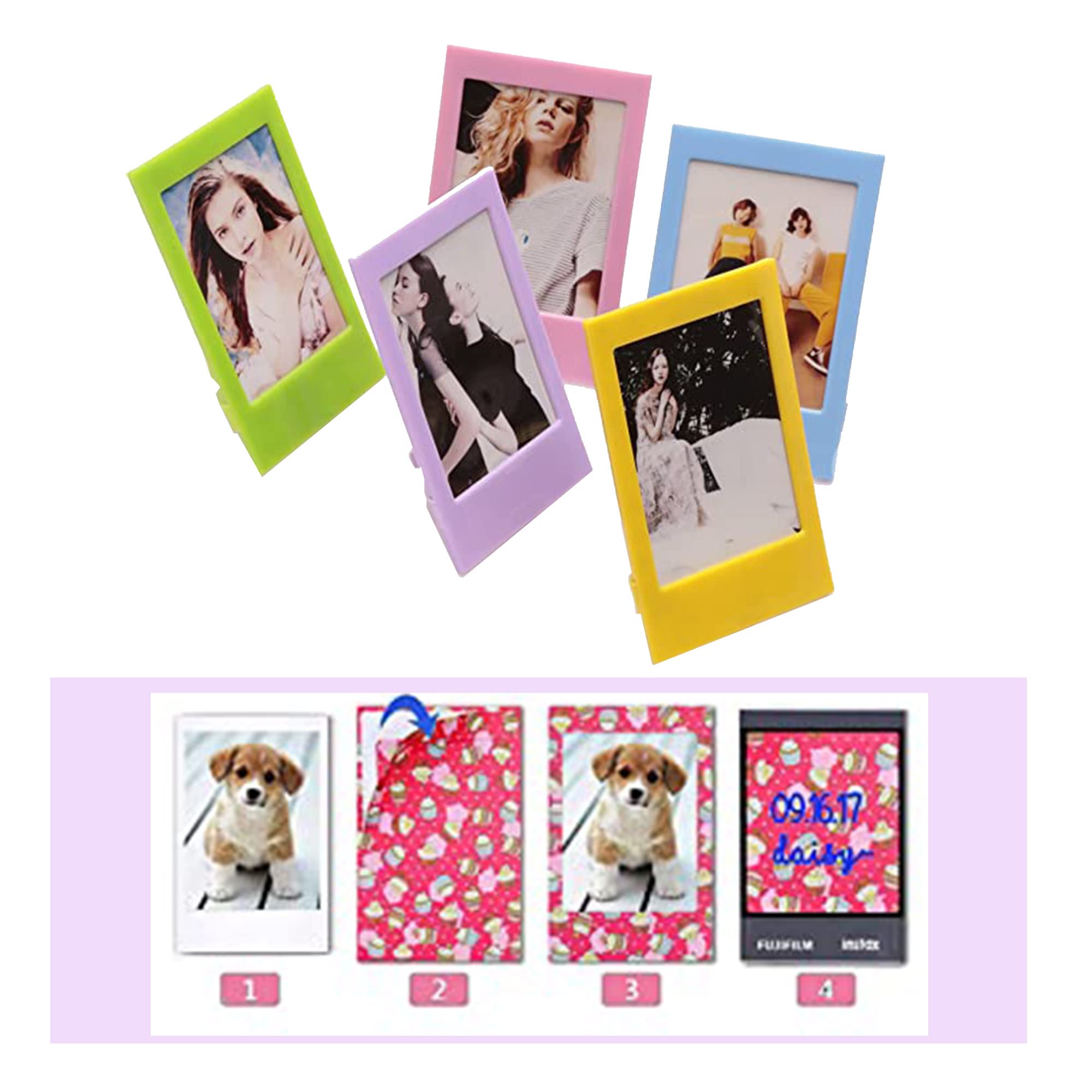 Cadres Photo Mini Polaroïd + Autocollants – Set Coloré Pour Instax Mini, Déco Fun - 11