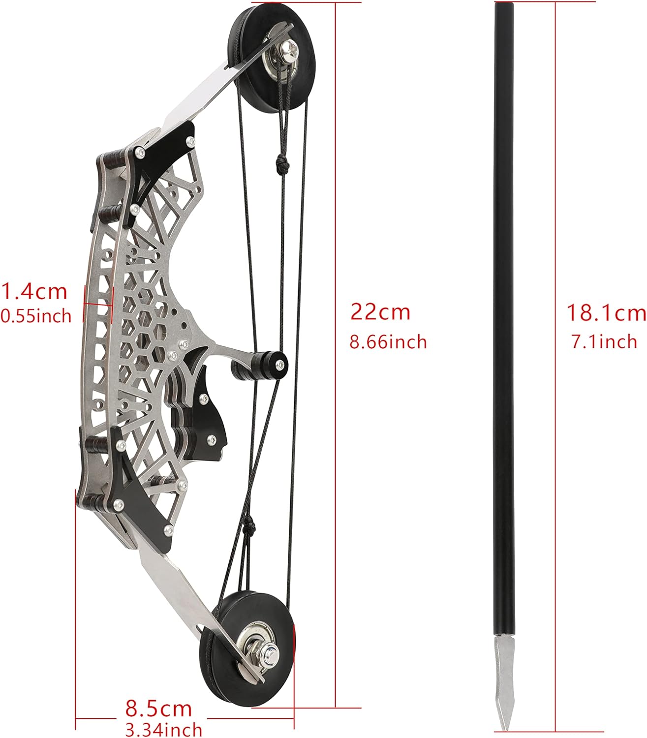 Compound Bow Set Indoor Archery Recreational Gift Stainless Steel Rustproof 11.7 Lbs Draw Air Release Safety Includes 4/12 Arrows Target Paper 22cm Portable (Silver)