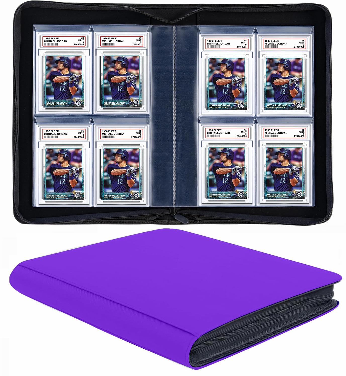 40 Pockets Graded Card Binder, Toploading PSA Slab Holder Album, PU Leather Graded Card Storage Binder, Premium 4 Pocket PSA Card Binder Album with