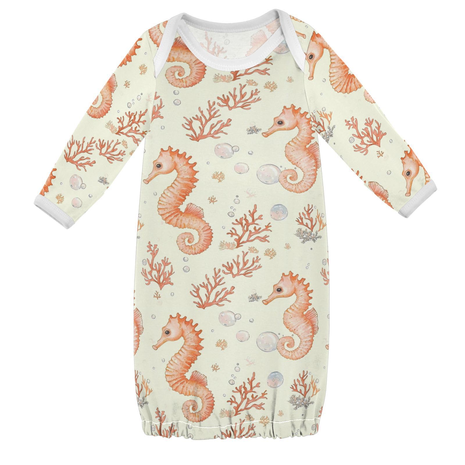 vvfelixl Baby Sleeper Gown for Newborn Boy Girls Seahorse Blowing Bubbles Infant Nightgown for 0-3 Months Multicolor