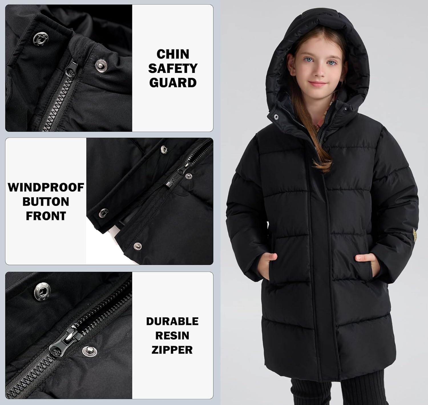 SOLOCOTE Boys Winter Coat – Heavyweight Water-Resistant Elastic Cuffs Soft Lining with Hooded Puffer Parka - Image 5