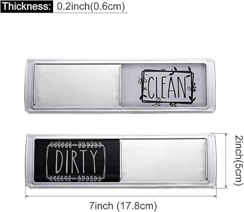 Miniatura 2 de MECCANIXITY Imán para lavavajillas con marco plateado, rectángulo, negro-blanco, goma opcional, magnético para lavavajillas, indicación de