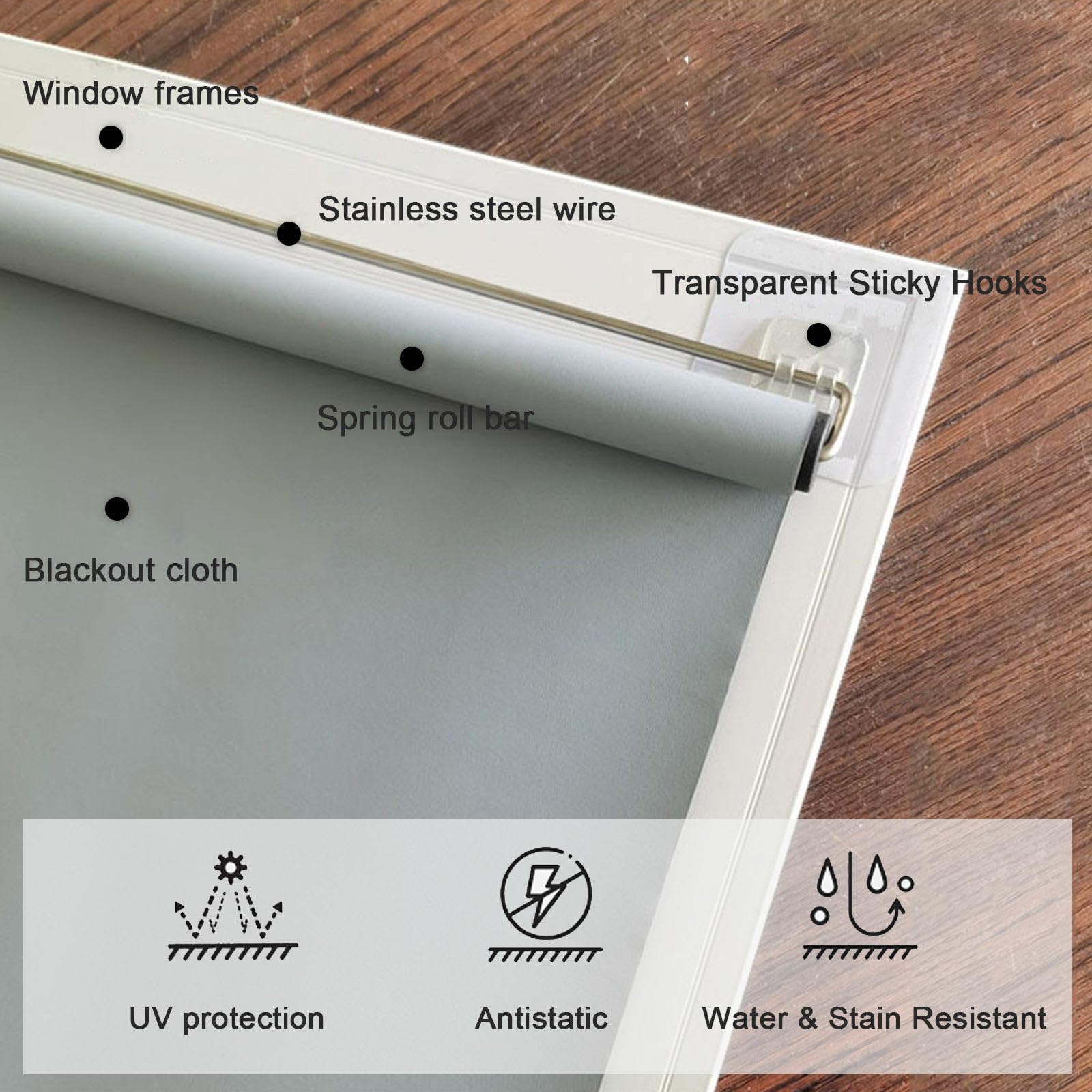 Tende a Rullo Oscuranti a Retrattile,Tenda Avvolgibile a Molla per Finestre,Tende Oscuranti per Ambienti,Tessuto Di Protezione Uv,32-150cm Di Larghezza,Per Casa E Ufficio,White-75x200cm(29.5x78.7in)