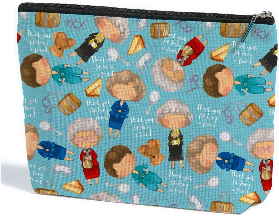 Funny Golden Friends Makeup Bag Thank You for Being A Friend Girls Inspired Gift TV Show Merchandise for Women Fans Teens Girls Grandma Mom Friends BFF Her Nurse Mothers Day Birthday Friendship