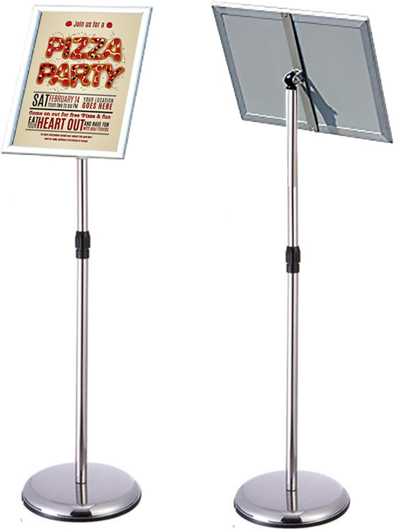 Adjustable Poster Stand Floor Standing Sign Holder Notice Stand Sign Holder for Wedding/ Show/ Display/ Advertisement (Silver, A4)