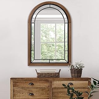 30+ Living Room Wall Decor Ideas With Industrial Charm 35 blue page Arched Mirror, Farmhouse Wall Decor Accent, Rustic Wood Framed...