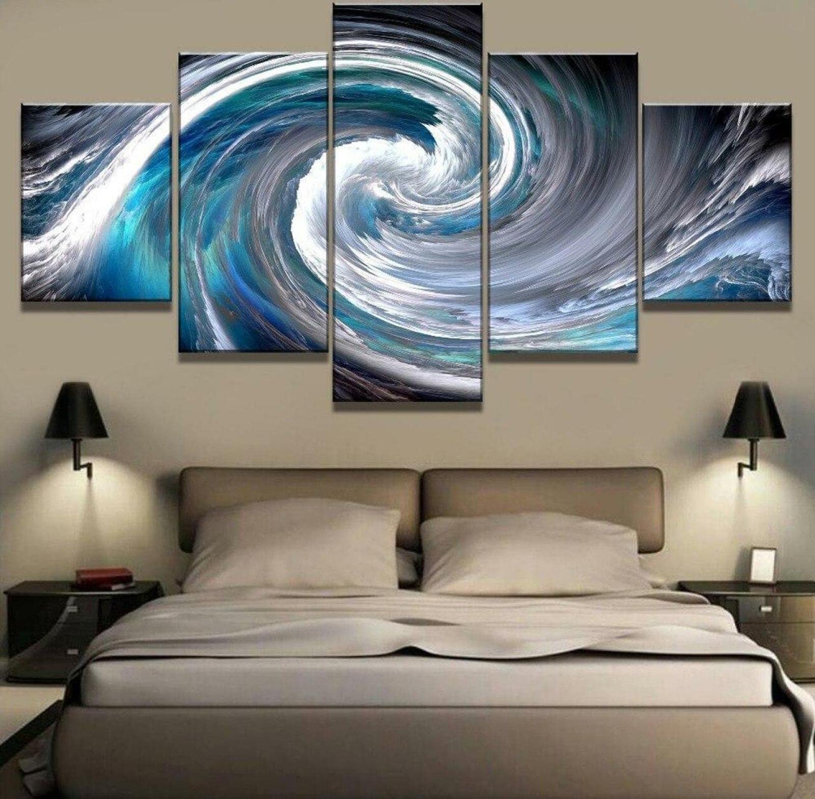 Impression sur toile vagues abstraites en 5 panneaux pour sublimer votre intérieur - 7
