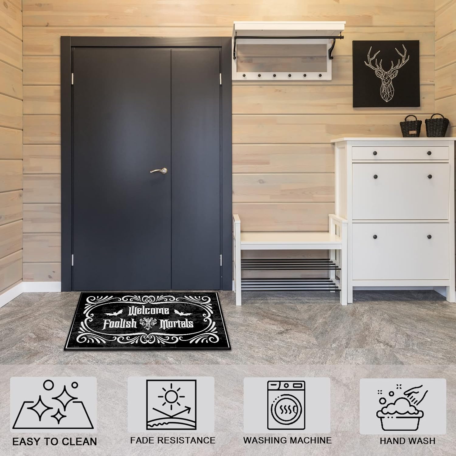 Welcome Foolish Mortals Custom Doormats Funny Front Door Mat Cute Welcome Mat Non Slip Indoor18x30 Inch