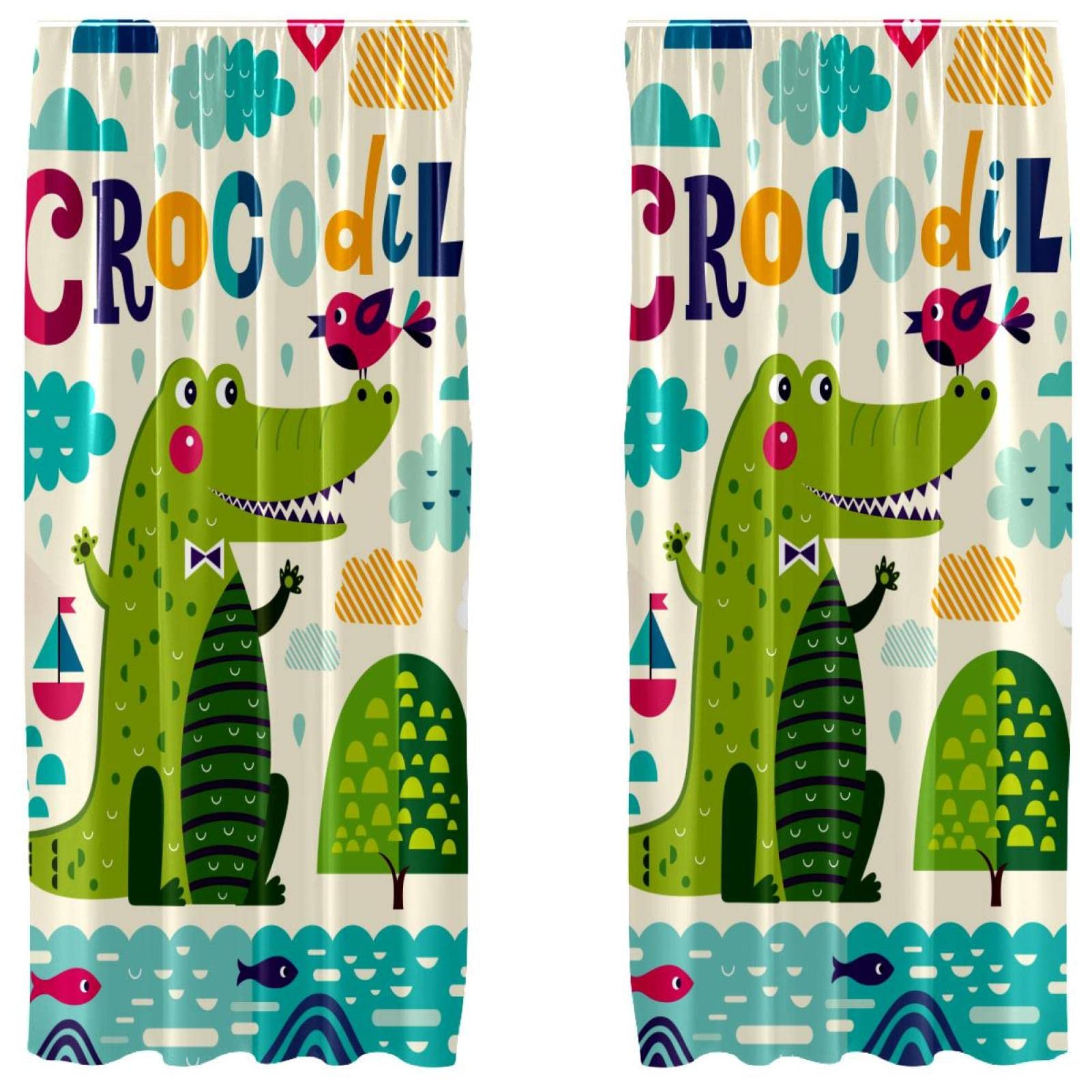 Cortinas opacas de cocodrilo infantiles de 55 x 84 pulgadas para dormitorio de niños