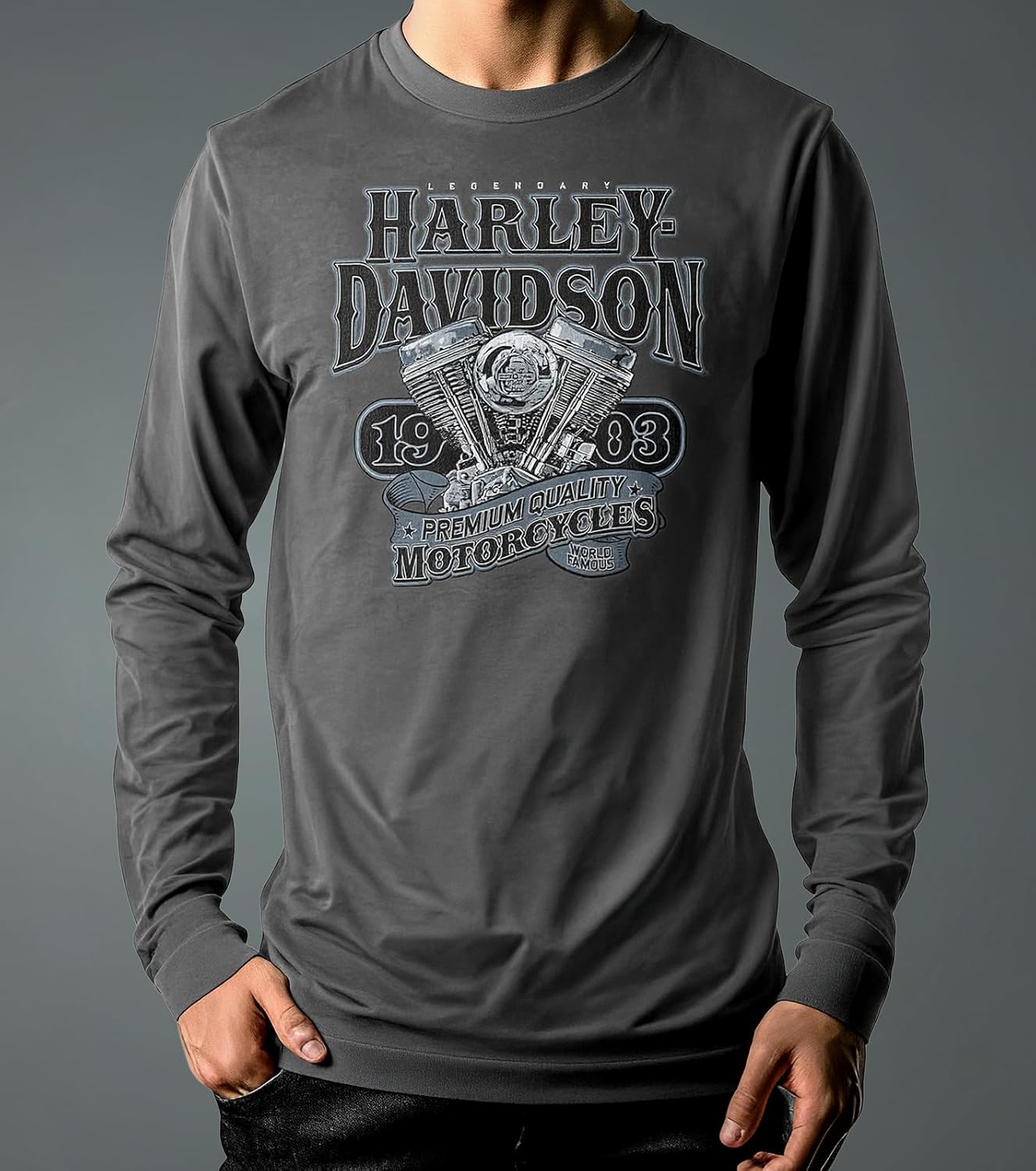 Harley-Davidson Military, Exclusive Overseas Tour, Men's Long-Sleeve T-Shirt, Big V-Twin