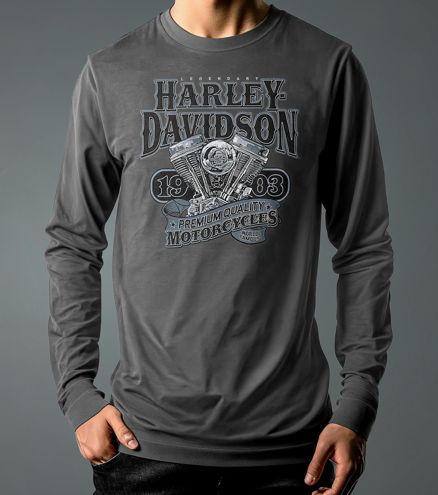 Harley-Davidson Military Exclusive Overseas Tour Herren Langarm T-Shirt Big V-Twin