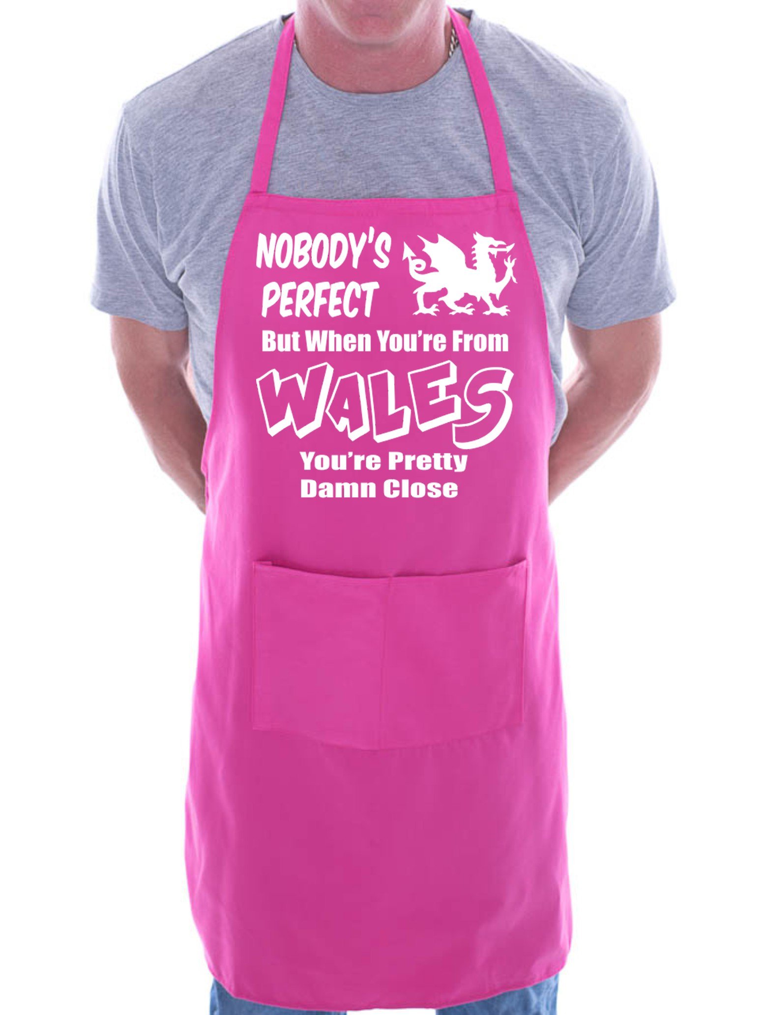 Print4u Men's Pink Wales Welsh Perfect Bbq Cooking Funny Novelty Apron