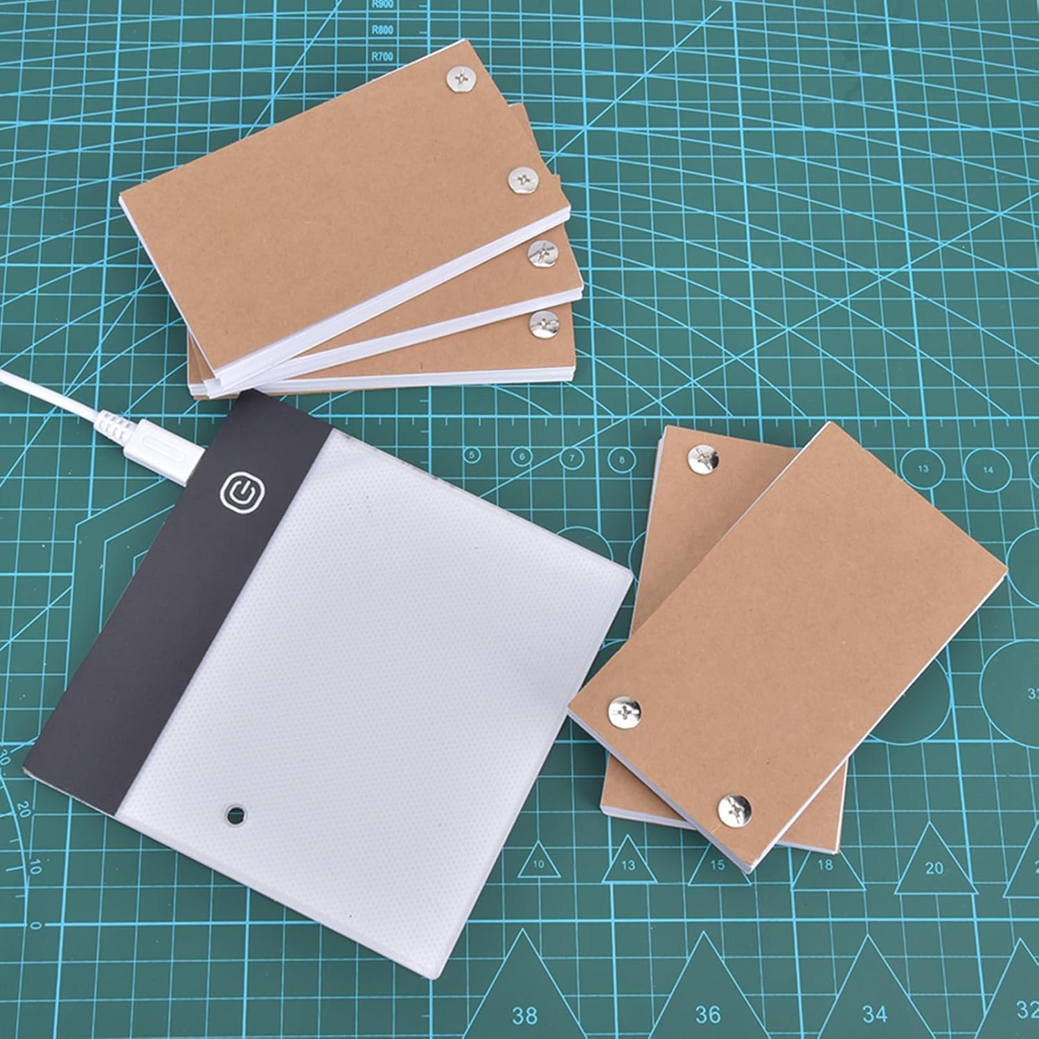 Respicefinem Portable Hand Drawing LED Board Kit Positioning Hole Flip Book Kit Illuminated Sketch Pad with USB Cable for Flip Book Animation Drawing Light Box Tracer 13x13cm