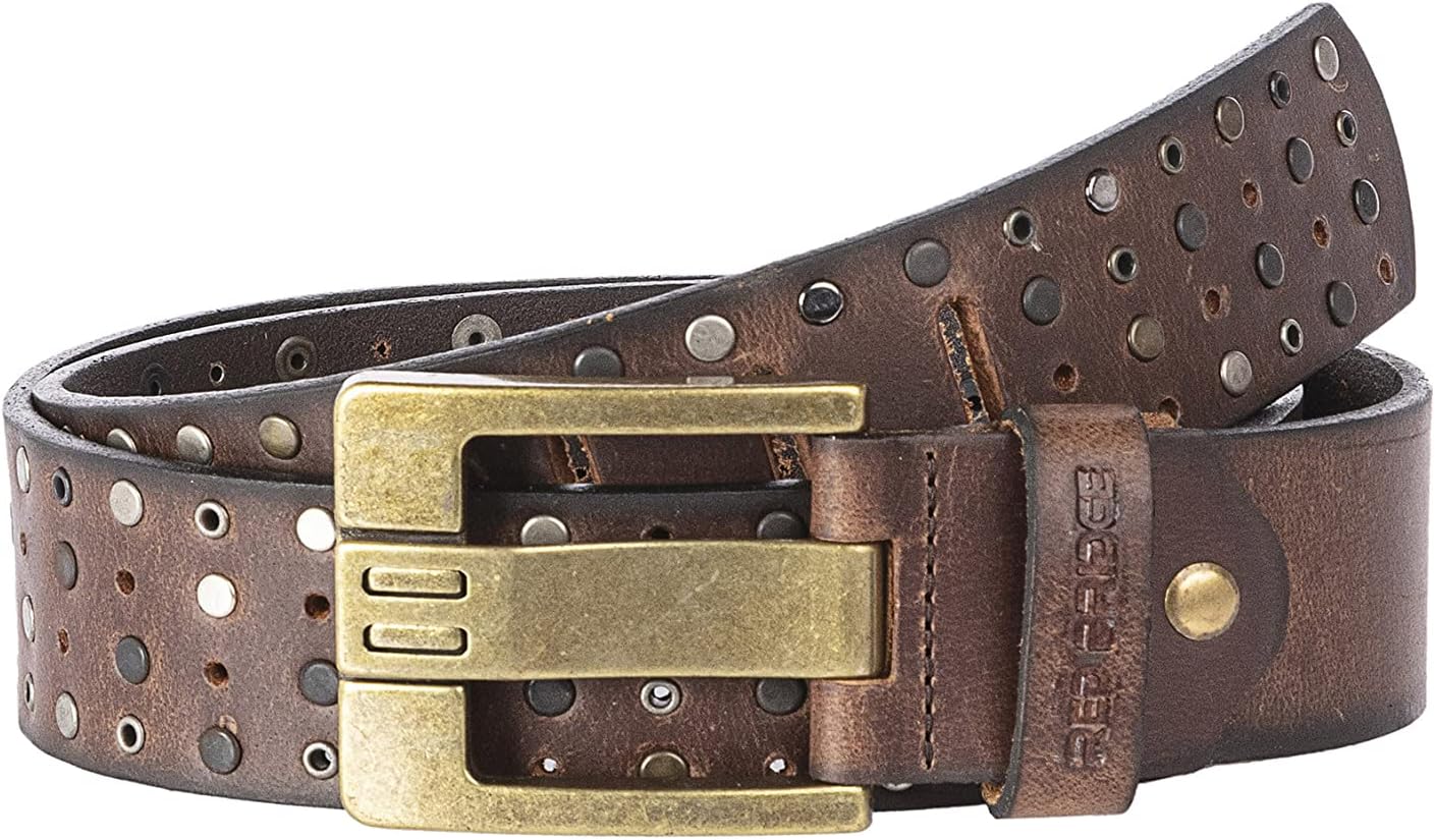 Red Bridge men's leather belt, wide rivet belt, Cowboy Western rivets ...