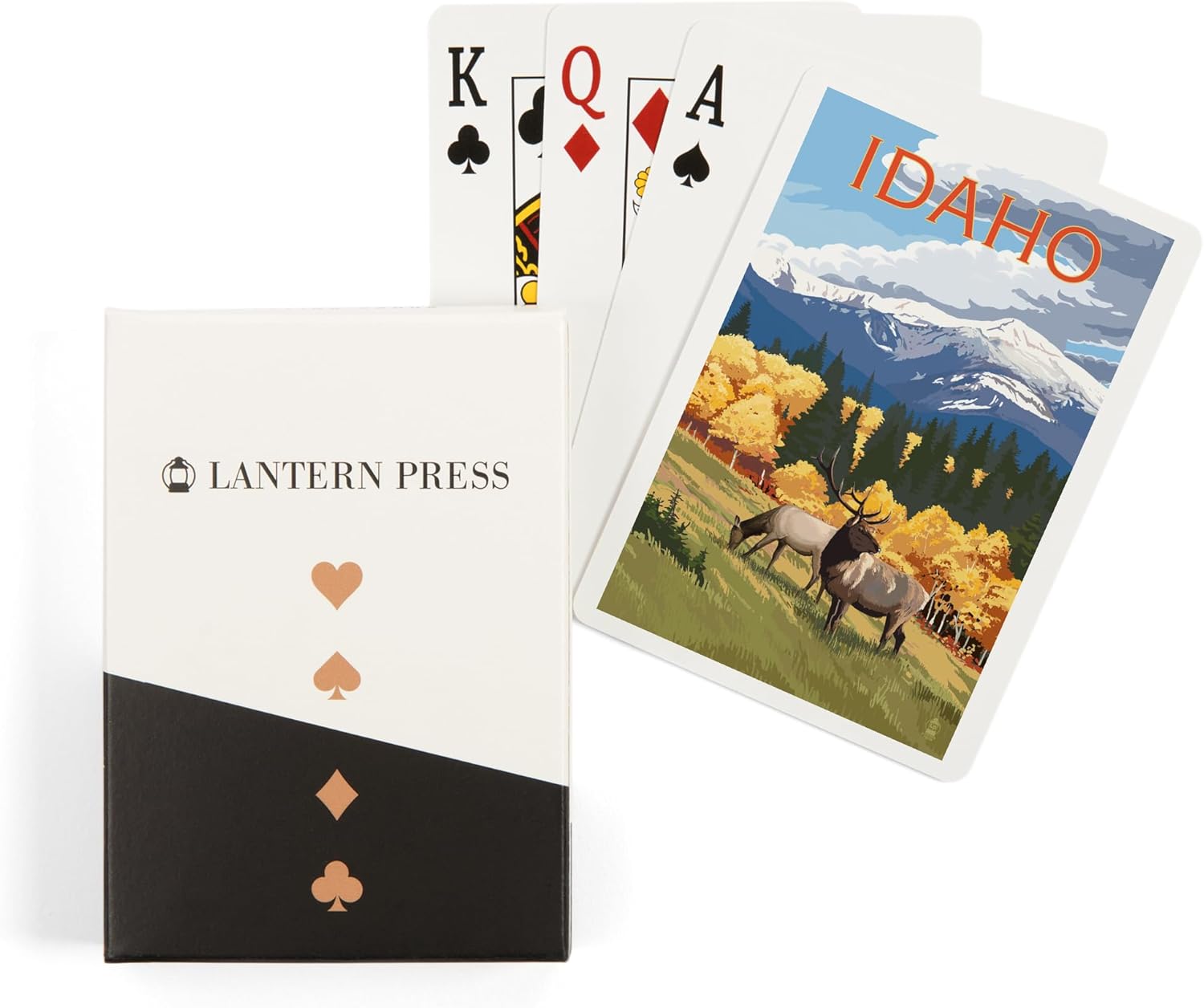 Lantern Press Idaho, Elk and Mountains, 52 Playing Cards for Adults, Poker Size Card Deck