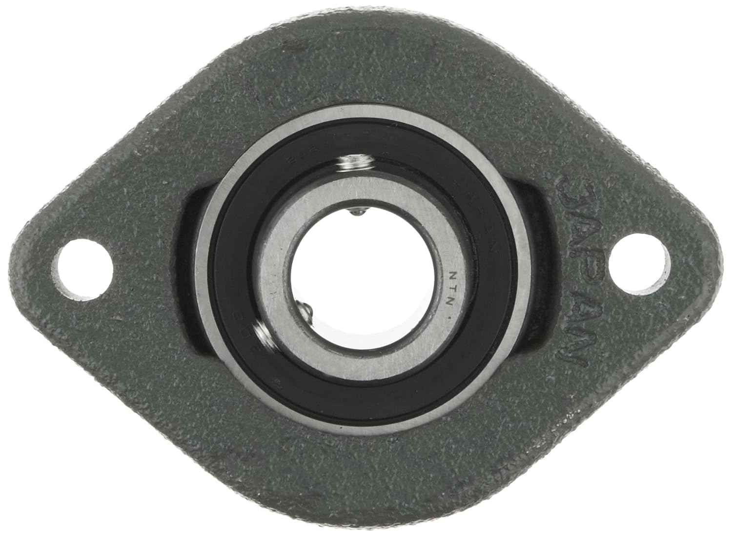 NTN ASFD205-100 Light Duty Flange Bearing, 2 Bolts, Setscrew Lock, Non-Relubricatable, Contact Seals, Cast Iron, Inch, 1" Bore, 3" Bolt Hole Spacing Width, 2-25/32" Height, 1770 Static Load Capacity, 3150 Dynamic Load Capacity