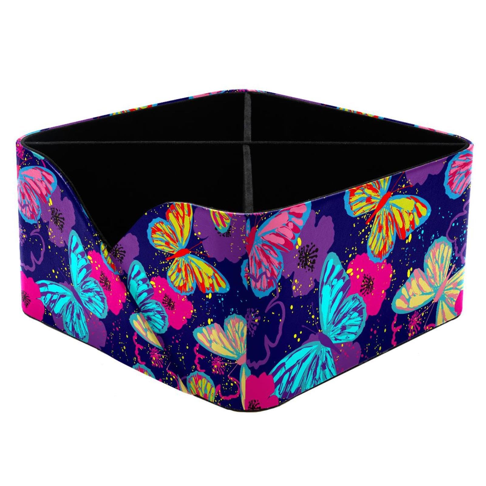 KengjuTesu Color Butterflies Splashes Pattern Desktop Organizer Pen Holder, Rectangular Pencil Cup for Office, Study and Makeup Stations