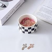 Vista 3 de Soporte para Clips de Papel de Cerámica a Cuadros Dispensador de Clips de Papel para Escritorio Organizador de Clips de Papel Sujetador de Clips