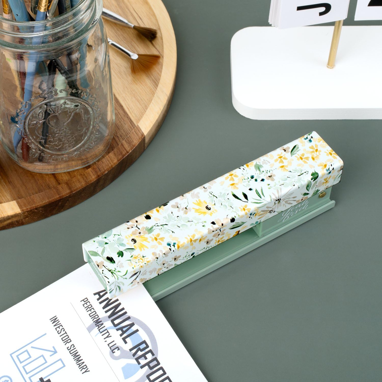 Swingline Leah Bisch, Heftgerät, 20 Blatt, volle Streifen, Wildblumen, buntes Modedesign (S700034)