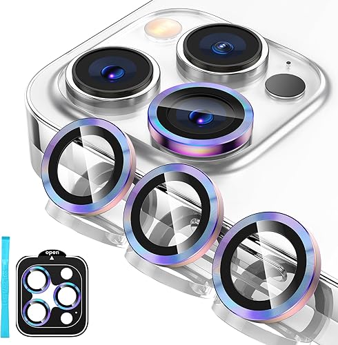 Miniatura 1 de Tensea Protector de lente de cámara para iPhone 15 ProiPhone 15 Pro Max, protector de pantalla de vidrio templado 9H, anillo individual de metal