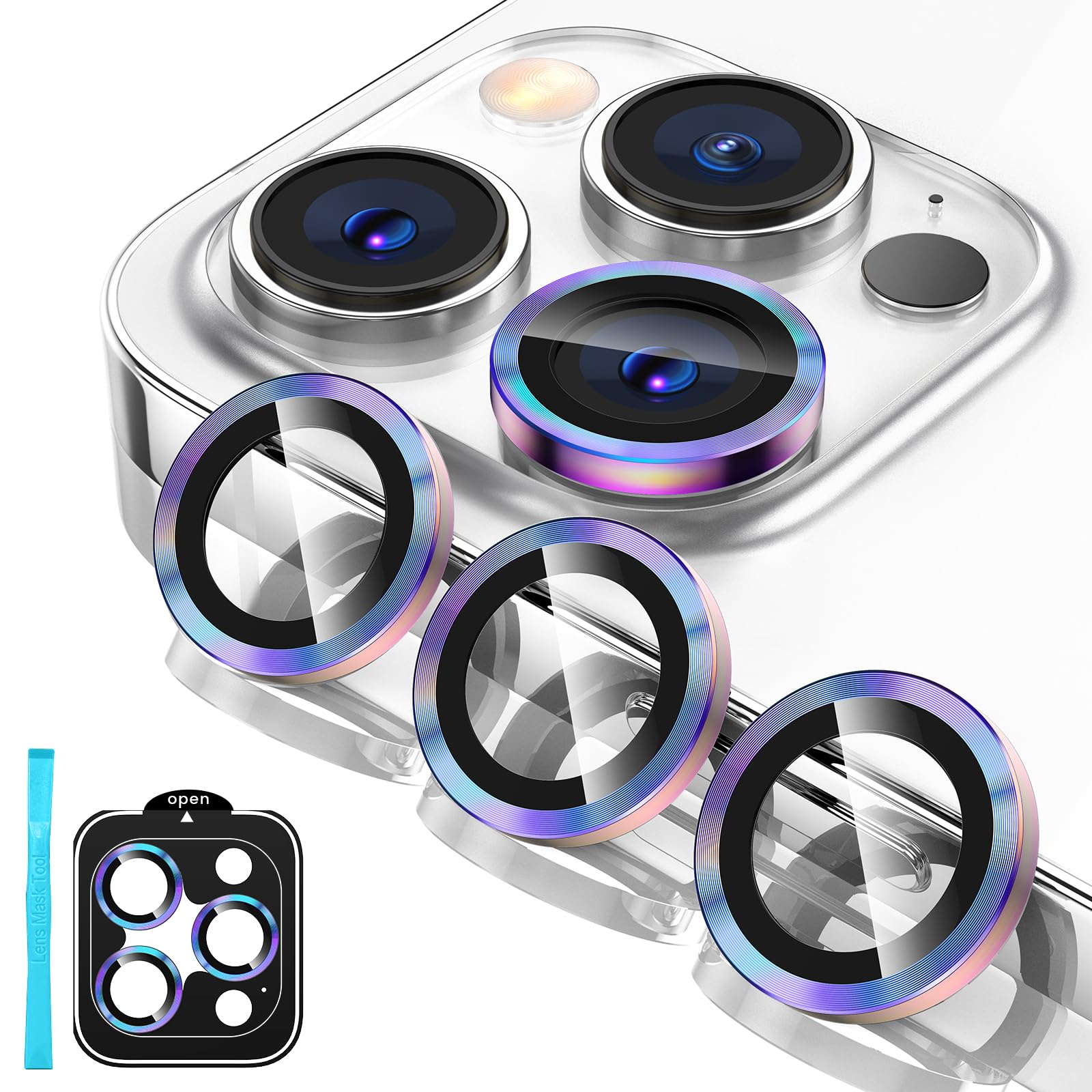 Tensea Camera Lens Protector Compatible for iPhone 15 Pro Max/15 Pro/16 Pro Max/16 Pro, Metal Aluminum Alloy Tempered Glass Cover Camera Screen Protector Accessories, Case Friendly