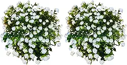 KINDU - 2 unidades de Mini Buquê de Flores Mosquitinho Branco Artificial