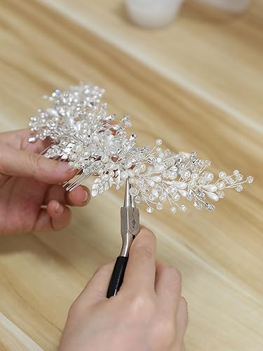 Miniatura 3 de Peines de pelo de flores para novia, accesorios para el cabello de boda con diamantes de imitación, tocados para novia, dama de honor, boda, mujeres