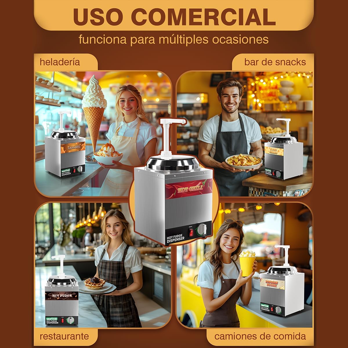 Nacho Cheese Dispenser with Pump - 2.2Qt Nacho Cheese Warmer, Commercial Hot Fudge Dispenser W/5-Level Temperature Adjustment for Stainless Steel Hot Fudge Warmer, Cheese Caramel