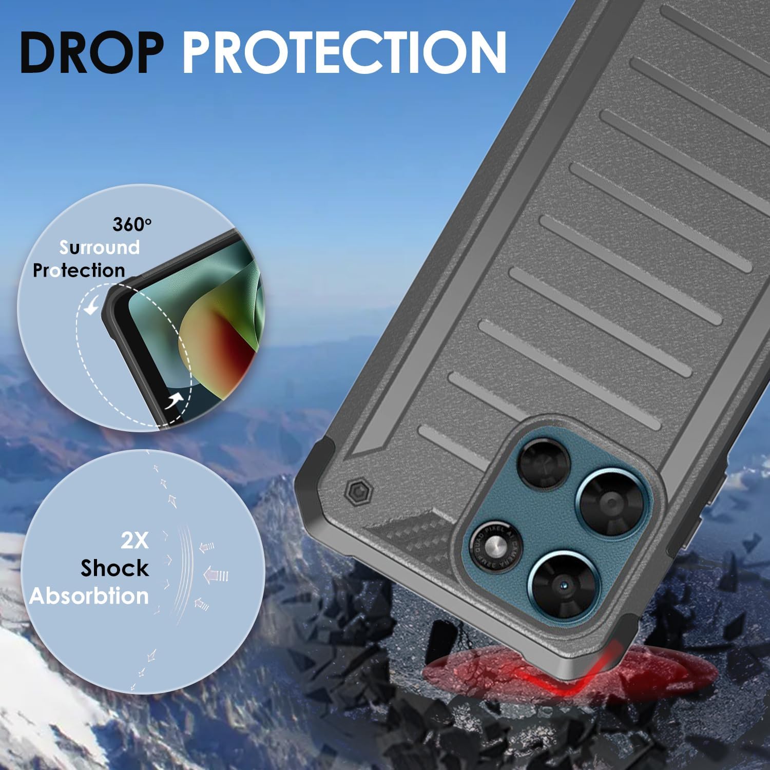 Compatible for Moto G 2026 Case, Moto G 2025 Phone Case/Moto G Play 2026 Case + HD Tempered Glass Screen, Shock-Resistant Design Hybrid Case with Textured Grip, Raised Edges image 3