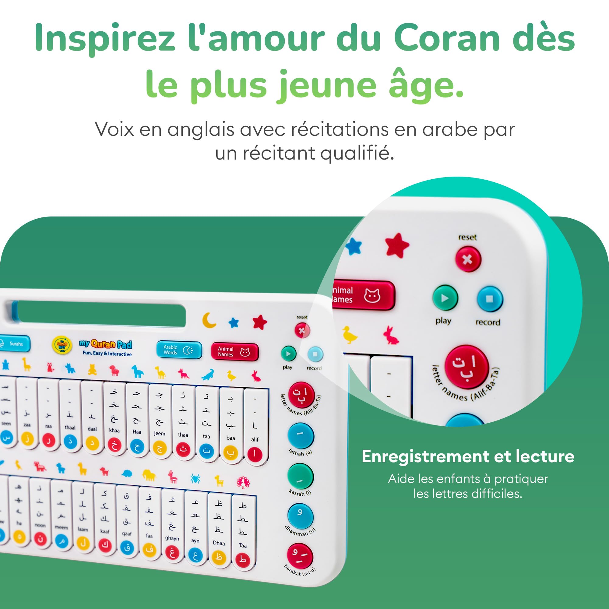 My Salah Mat Jouet Enfant 2 Ans et Plus - Mon Quran Pad interactif pour Enfants, Piano pour Apprendre l'arabe avec Alphabet, Animaux et Plus Encore - Jeux éducatif pour Enfants de 2 Ans