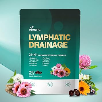 21-in-1 Lymphatic Drainage Supplements Softgels, 80 Day Supply, 1 Bag | Immune & Lymph System Support Supplement for Women & Men with Echinacea, Dandelion, Burdock, Bromelain, Calendula, Turmeric