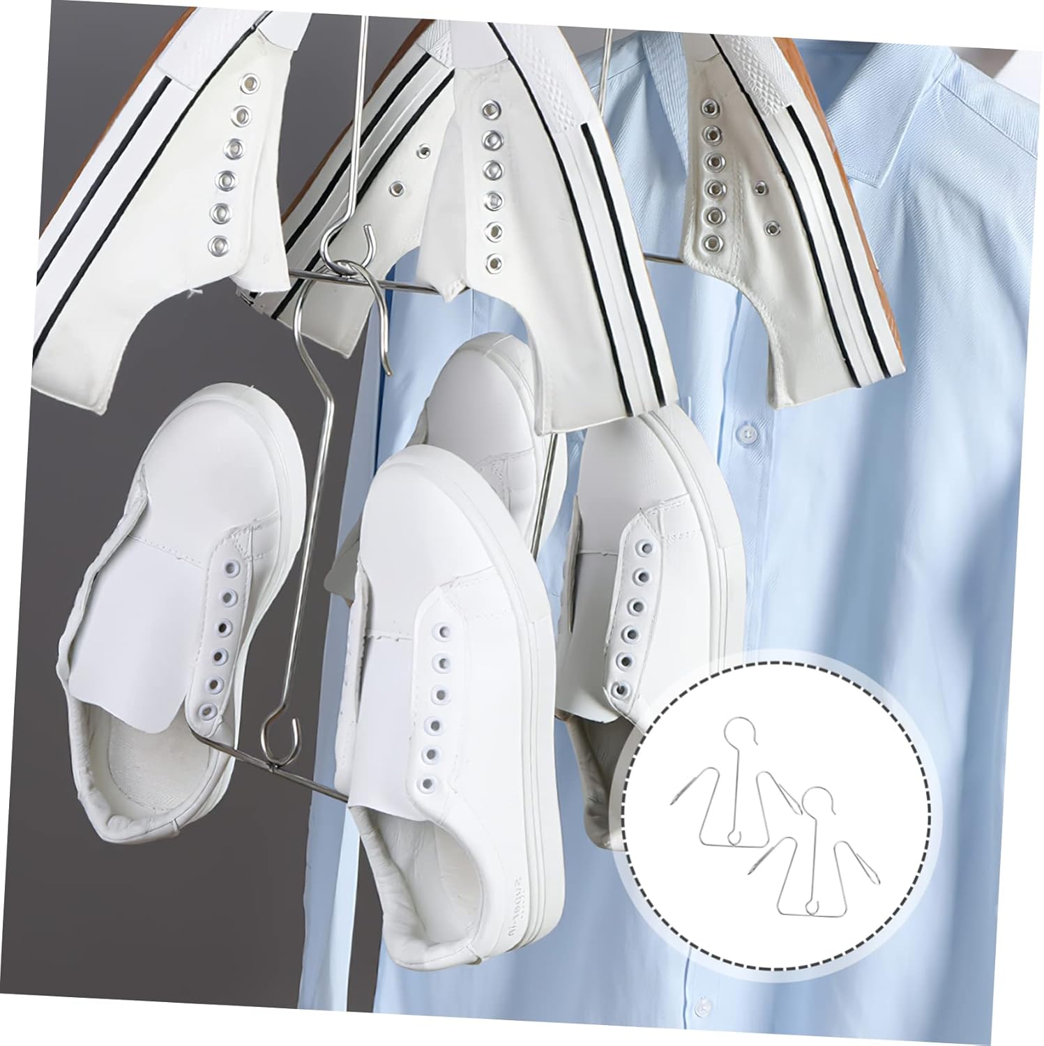 ABOOFAN 6pcs Stainless Steel Shoe Drying Rack Shoes Hanger for Slippers High Heels and More Space-saving Organizer for Indoor and Outdoor Use