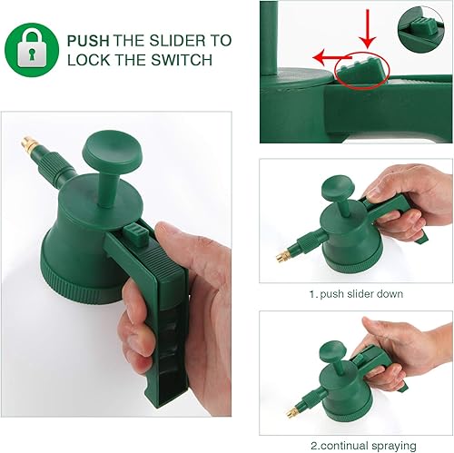 Miniatura 4 de Futone Pulverizador de mano de 0.5 galones para jardín, bomba de agua, pulverizadores a presión para césped y jardín, (2.0 L blanco)