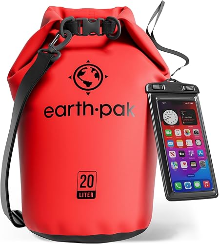 Earth Pak - Bolsa seca impermeable, mochila enrollable mantiene el equipo seco para kayak con funda impermeable para teléfono