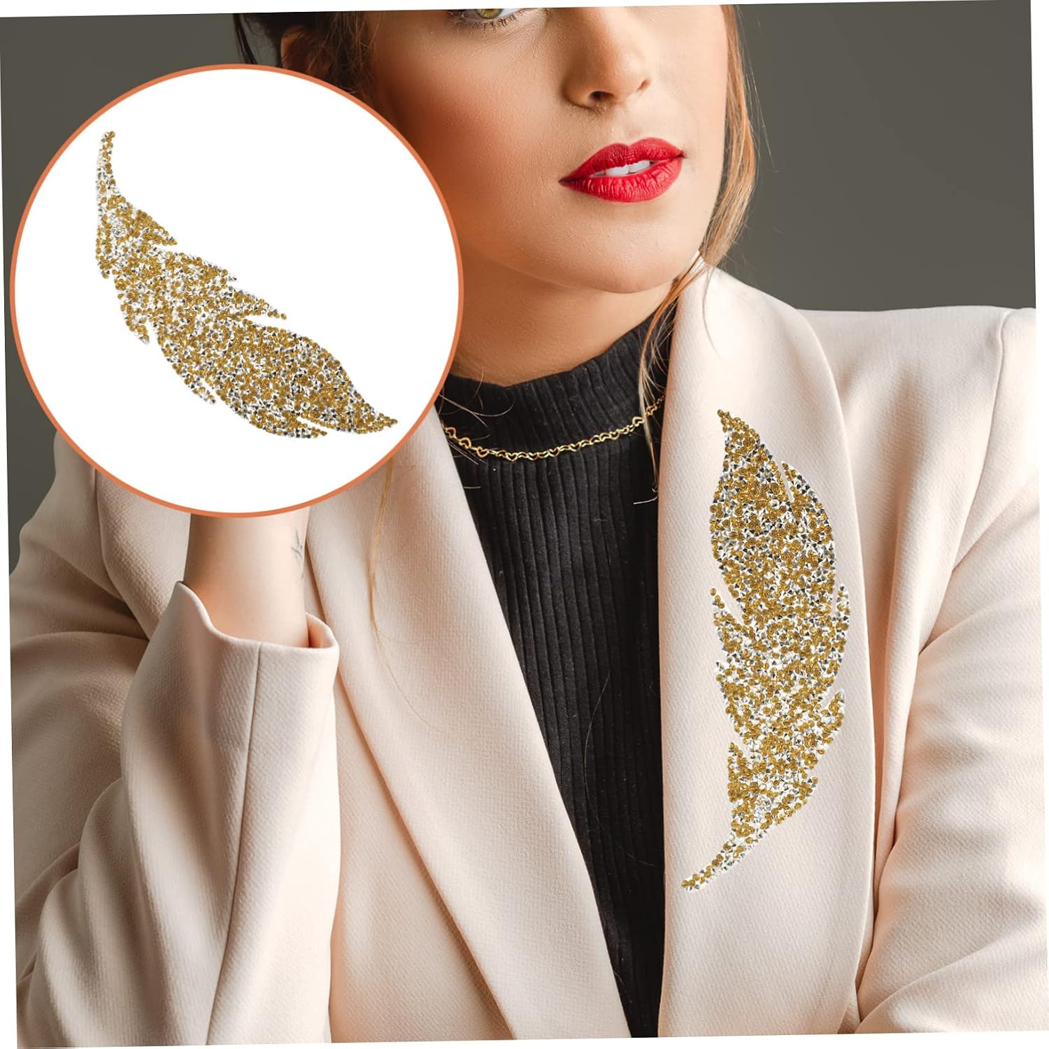HOMSFOU Leaf Shape Rhinestone Applique Patch DIY Clothing Accessories for Bags Hats and Crafts Sparkly Crystal Yellow Bling Embellishments for Handmade Projects