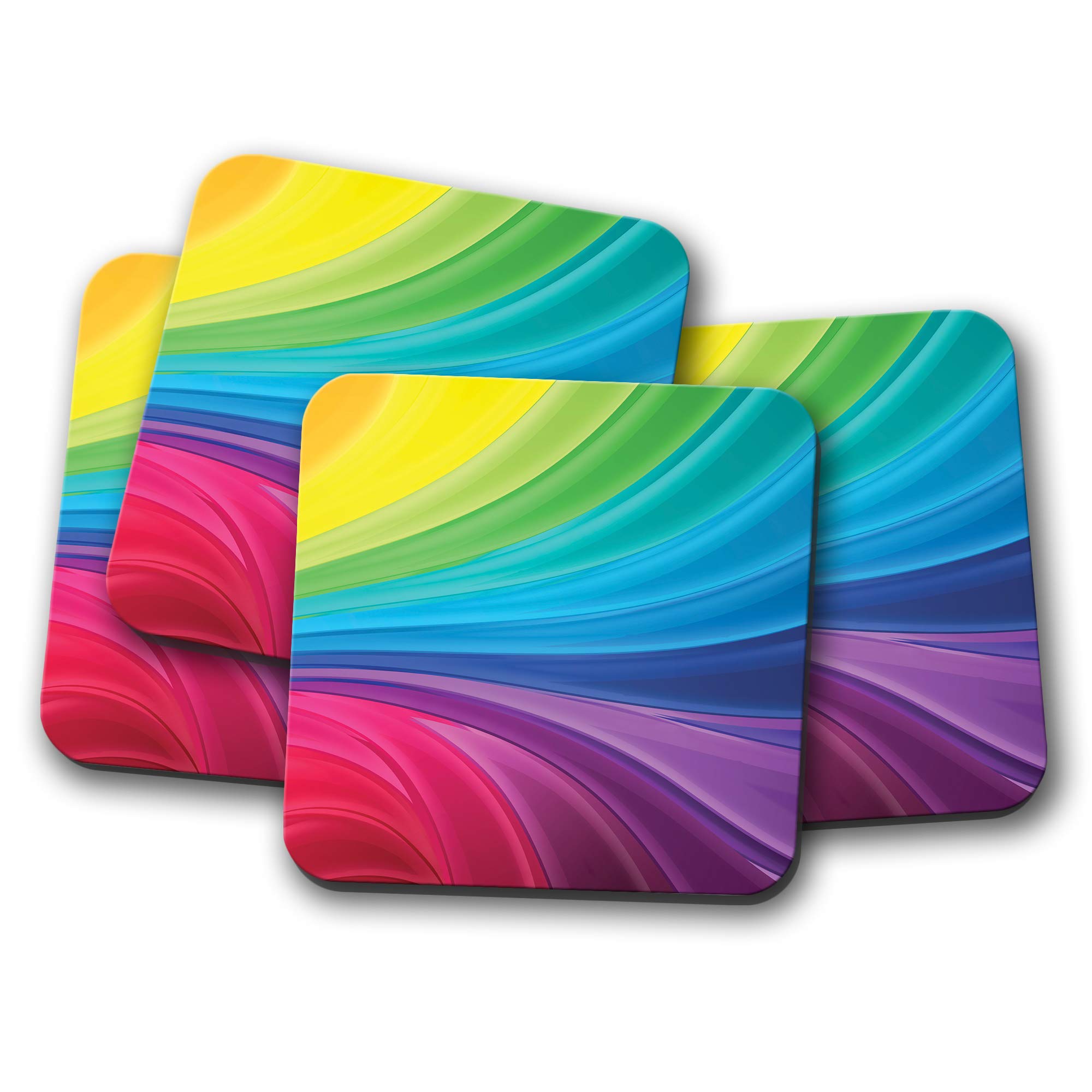Destinationvinyl Multicolor 4 Set - Rainbow Colours Coaster - Art Mum Sister Fun Colourful #8886