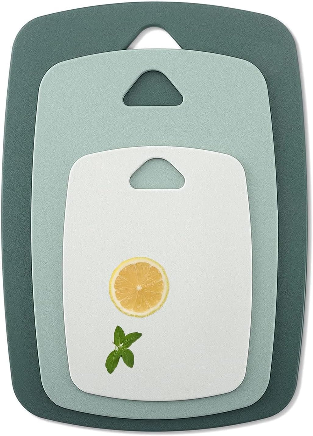 Plastic Chopping Board Set, 3 Pcs Non Slip Antimicrobial Easy Hanging